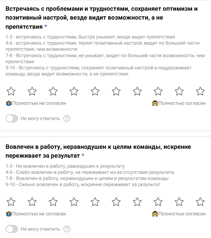 Анкеты оценки сотрудников в Appraise — примеры вопросов для Performance Review