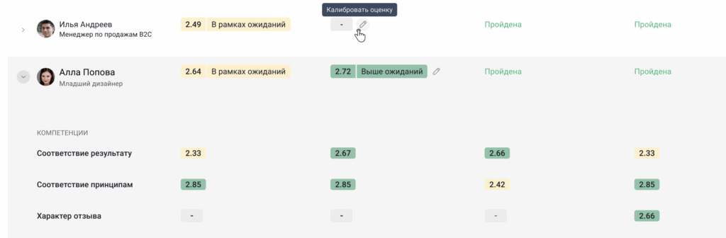 В Appraise можно откалибровать оценку по клику