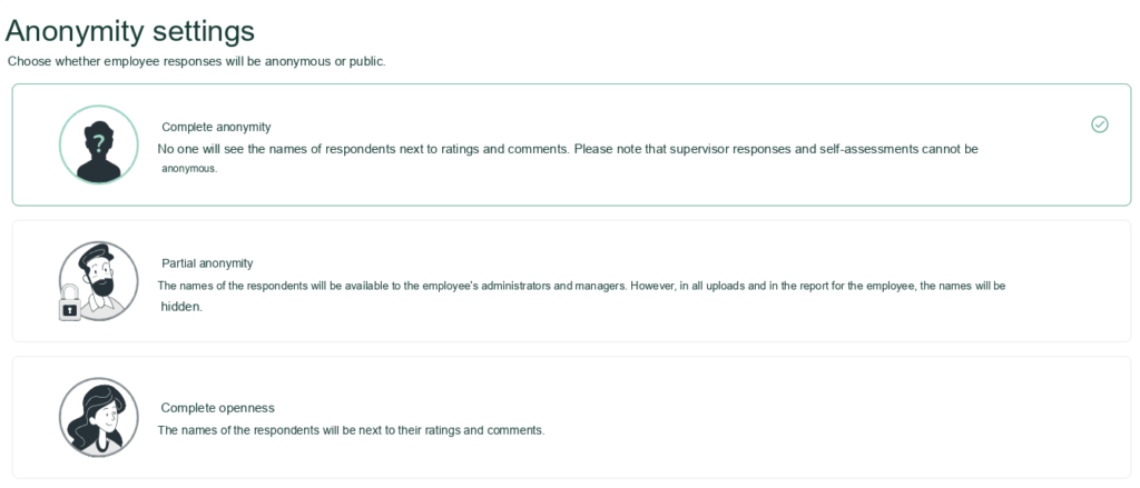 Assessment Anonymity Settings