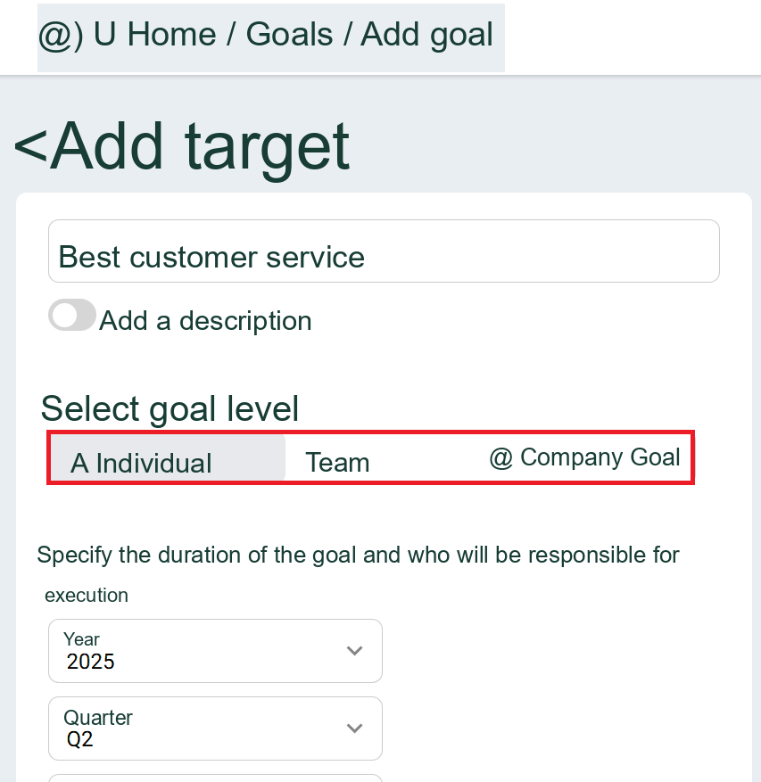 Choose a Goal Type