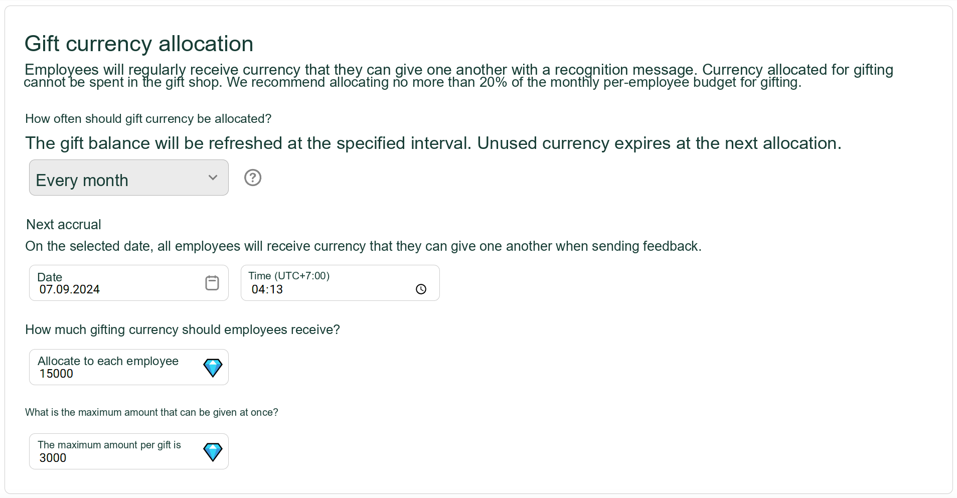Currency Allocation Settings