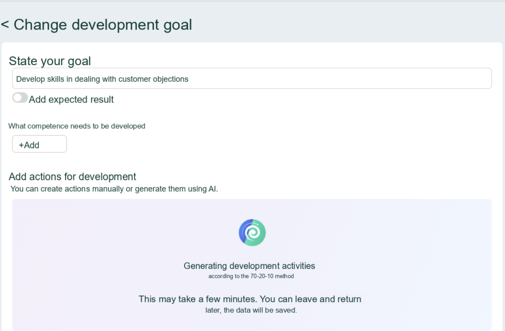 Generating a Development Plan