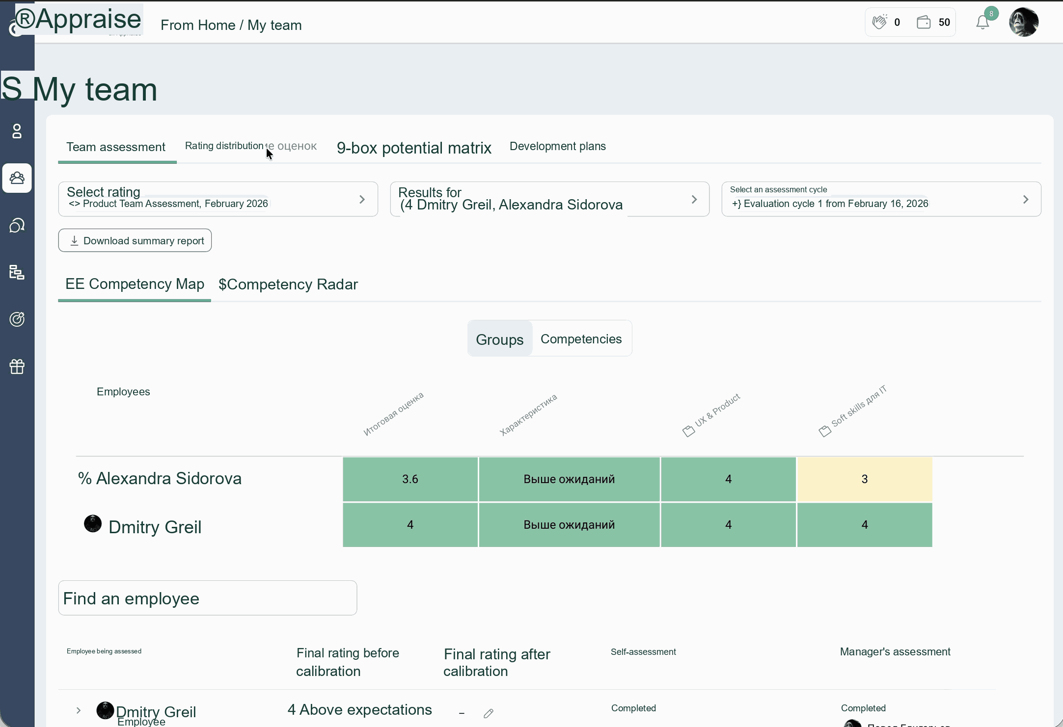 My Team Dashboard