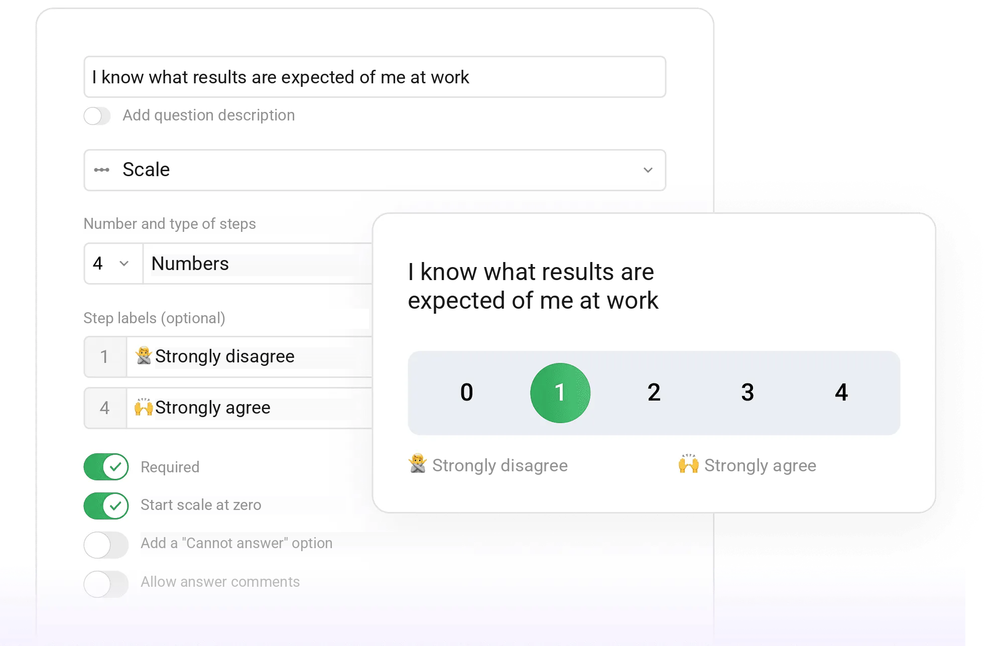 Appraise customizable employee assessment scale