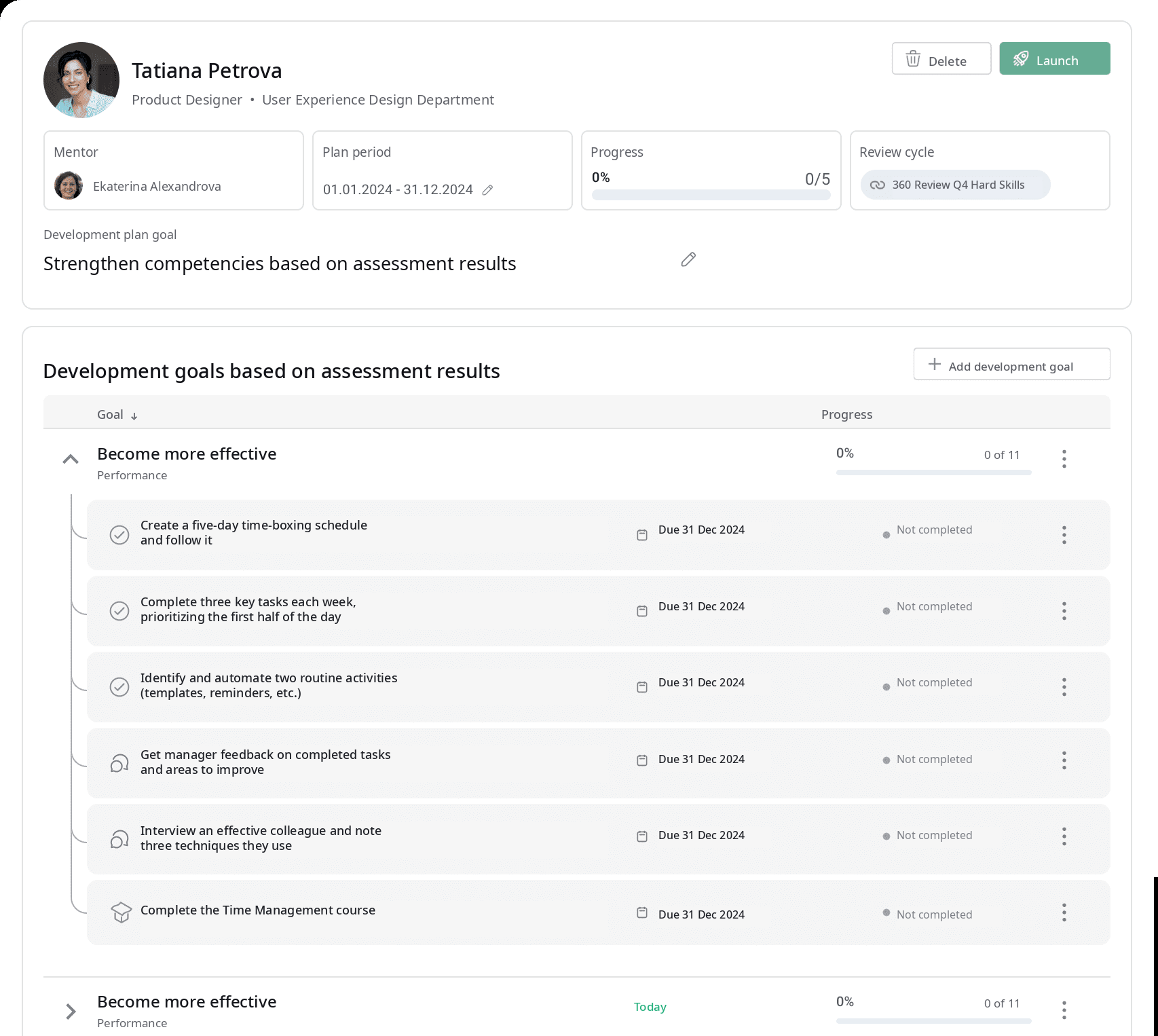 Appraise individual development plan dashboard