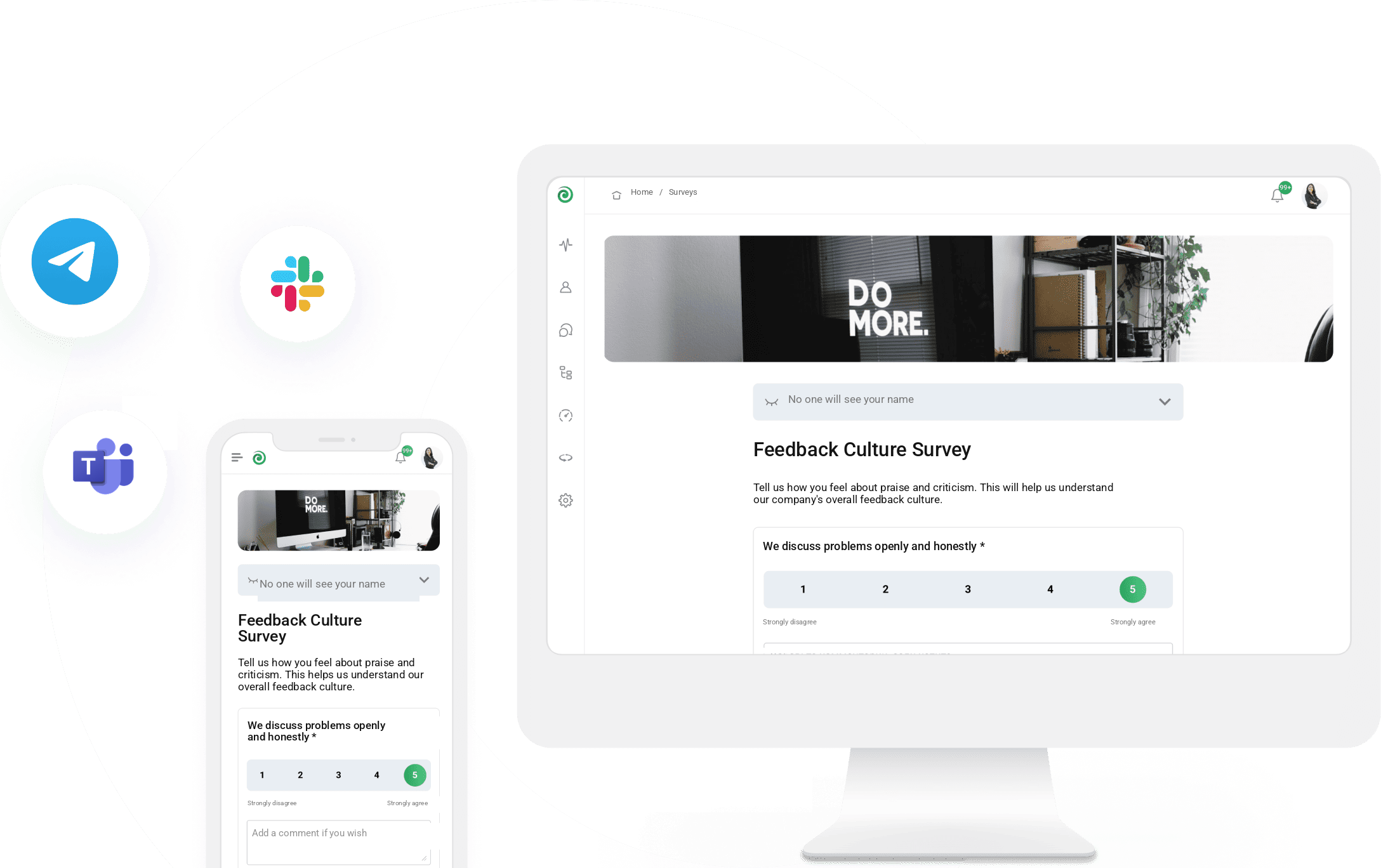 Appraise survey on desktop and mobile with messaging integrations